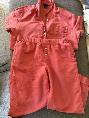 J. Crew Coral Linen pajama size M like new